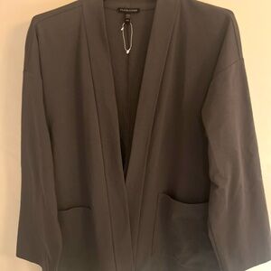 NWOT Eileen Fisher Cardigan Organic Cotton Blend  M Open Front Gray Pocket
